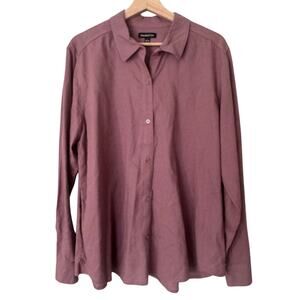 Needle & Cloth Long Sleeve Button Front Linen Blend Shirt‎ Size Large